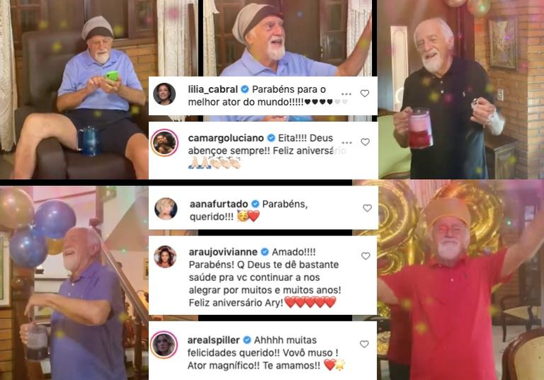 Ary Fontoura celebra 88 anos com vídeo divertido e famosos desejam parabéns nos comentários