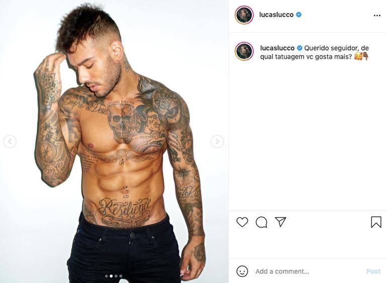 Lucas Lucco surge sem camisa em cliques para lá de sexy