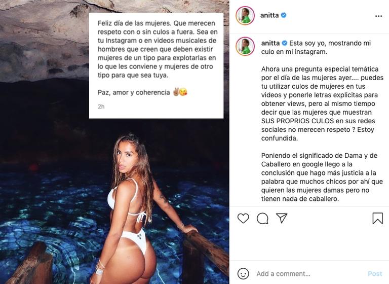 Anitta rebate machismo com publicação especial pós Dia das Mulheres