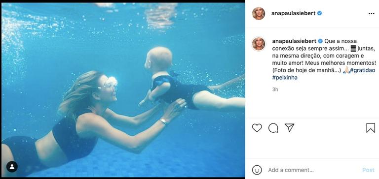 Ana Paula Siebert divide cliques de Vicky em aulinha de natação