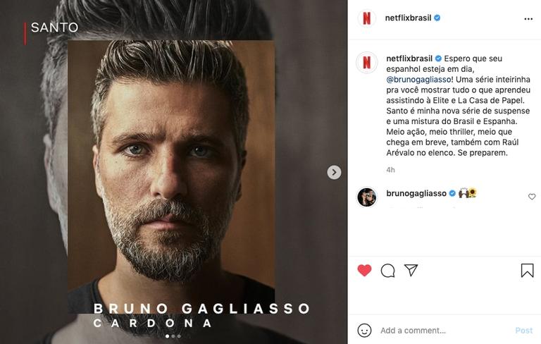 Netflix anuncia série espanhola estrelada por Bruno Gagliasso
