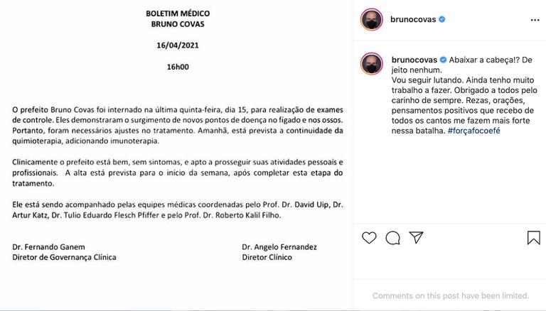 O prefeito de São Paulo está com pontos de câncer no fígado e nos ossos