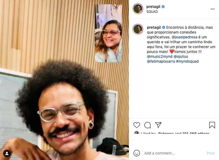 Preta Gil mostra que conheceu melhor João Luiz por meio de chamada de vídeo