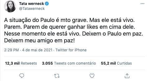 Tata Werneck nega morte de Paulo Gustavo e pede empatia