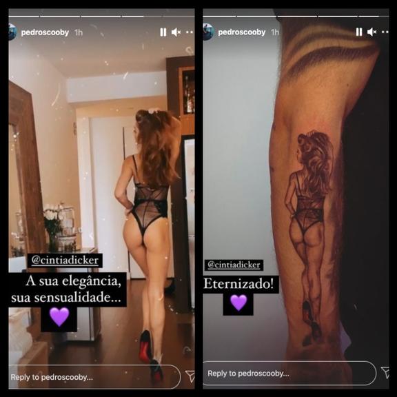 Pedro Scooby faz tatuagem em homenagem à Cintia Dicker