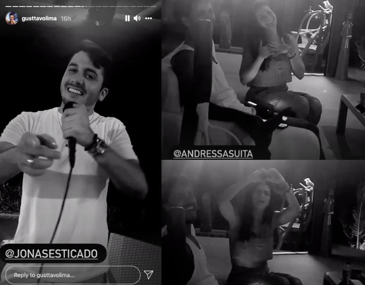 Em momento romântico, Gusttavo Lima mostra Andressa Suita cantando para ele