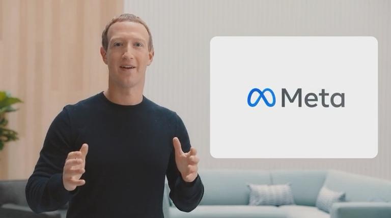 Mark Zuckerberg, cocriador do Facebook, e a nova marca, Meta.