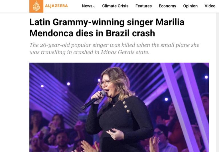 Notícia da morte de Marília Mendonça repercute pelo mundo todo