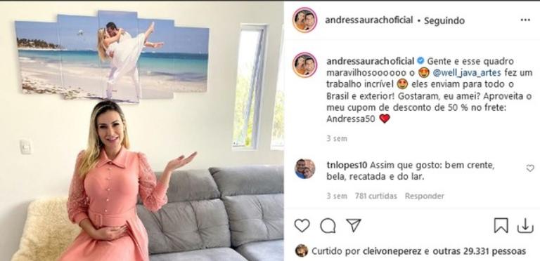 Marido de Andressa Urach deixa comentário machista em publicação da esposa